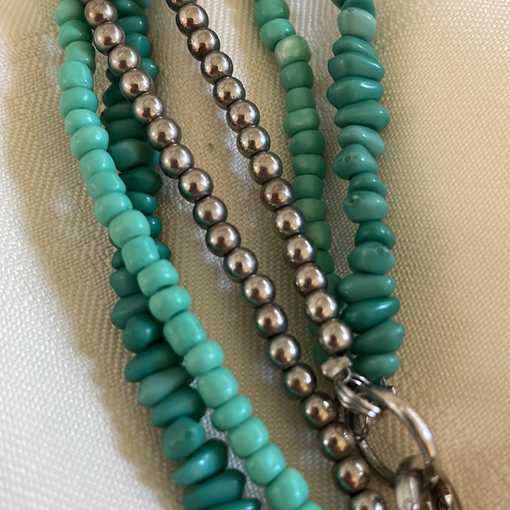 Beaded Necklace with Stone Cross - Picture 3 of 3